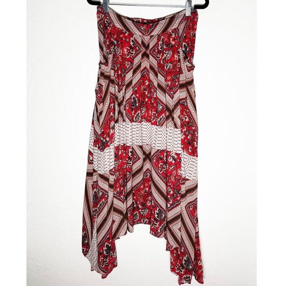 Free People Women's Paradise Boho Print Handkerchief Hem Skirt Flowy Pockets 6 - Picture 4 of 11